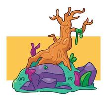 árbol muerto. ilustración de objeto de dibujos animados aislado. vector de elemento de etiqueta de estilo plano