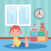 little boy practicing yoga vector