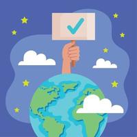 earth with vote banner vector