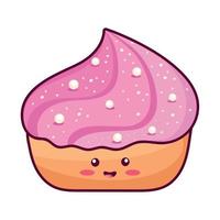 kawaii pink cupcake vector