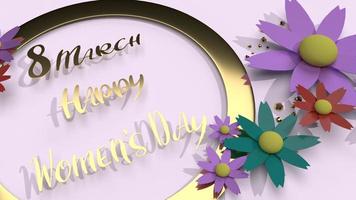 flowers and gold 3d rendering for women day content. photo