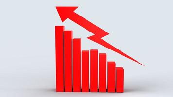 The red arrow and chart on white background 3d rendering for business content. photo