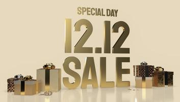 12.12 gold text for shopping or business content 3d rendering photo