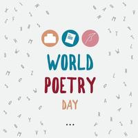 ilustración vectorial del día mundial de la poesía con adorno alfabético a izquierda y derecha vector