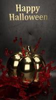 gold pumpkin and blood   3d rendering for halloween concept. photo