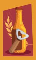 beer bottle and opener vector