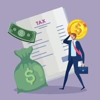businessman with tax documents vector