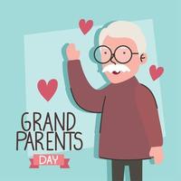 grandparents day lettering with grandfather vector