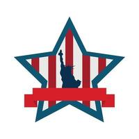 usa star and liberty statue vector