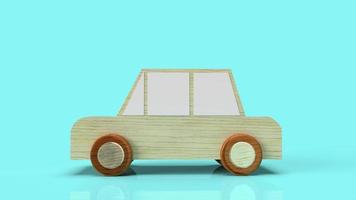 juguete de madera de coche para representación 3d de contenido de tráfico. foto