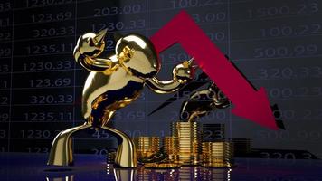 gold bear and chart  background for business content 3d rendering. photo