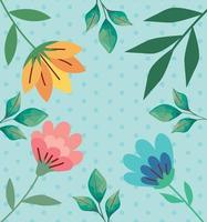 flowers in dotted background vector