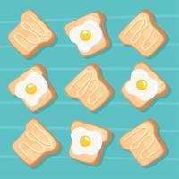 eggs frieds and breads toast vector