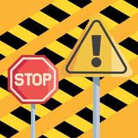 construction stop and caution signals vector