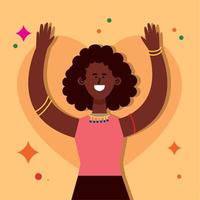 joven mujer afro celebrando vector