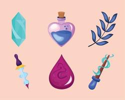 six occult esoteric icons vector