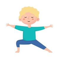 blond boy practicing yoga vector