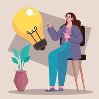 designer woman with bulb vector