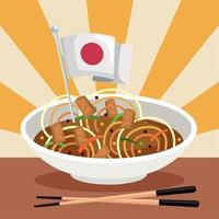 sopa japonesa con bandera vector