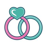 wedding rings with heart vector