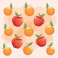patrón de naranjas y manzanas vector