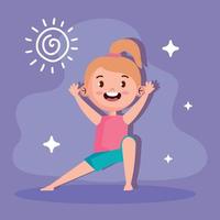 little girl yoga and sun vector