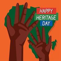 happy heritage day lettering with hands vector