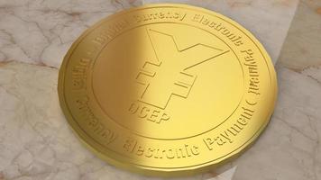 The yuan symbol on gold coins 3d rendering for china Digital Currency photo