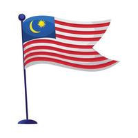 malaysia flag waving in pole vector