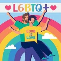 lgbtq lettering with gays vector