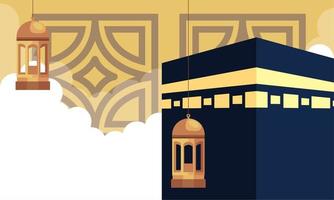 mecca and golden lamps vector