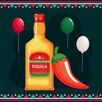 mexican celebration with tequila vector