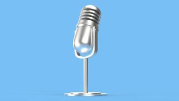vintage mic on blue background 3d rendering for podcast  content. photo