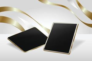 Realistic Golden Technology Mock Up Background vector