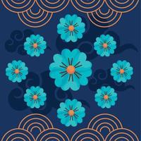 chinese moon festival flowers vector