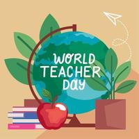 world teachers day in planet vector