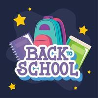 back to school lettering with notebooks vector