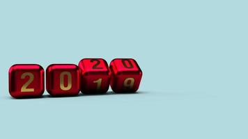 2020 gold number on cubes red Metallic color 3d rendering for new year content. photo