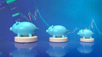 The blue piggy bank   for business concept 3d rendering photo