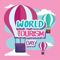 tourism day lettering with balloons vector