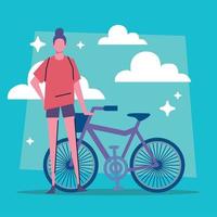 woman with bike vector