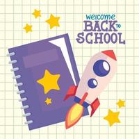back to school lettering with notebook vector