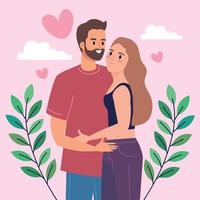 pareja de enamorados abrazándose vector