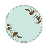 circular green floral badge vector