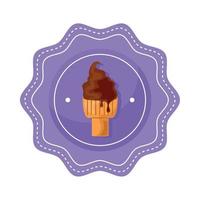 etiqueta morada de helado vector