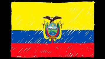 marqueur de drapeau national de l'équateur ou croquis au crayon vidéo d'animation en boucle video