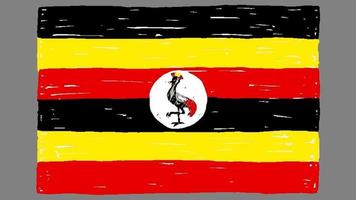 marcador de bandeira nacional de uganda ou desenho a lápis vídeo de animação em loop video