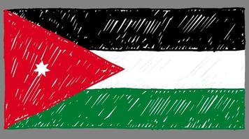 marcador de la bandera del país nacional de jordania o video de animación en bucle de dibujo a lápiz