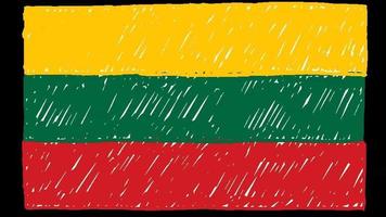 Lithuania National Country Flag Marker or Pencil Sketch Looping Animation Video