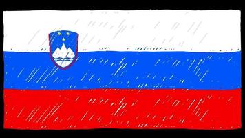 eslovenia marcador de bandera nacional del país o video de animación en bucle de dibujo a lápiz